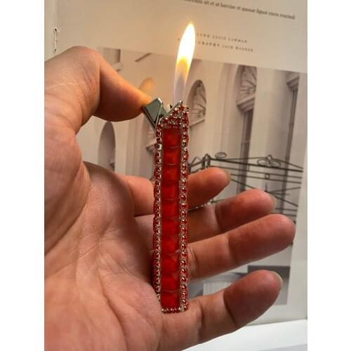 Gorgeous Diamond Ladies Gas Lighter Butane Torch Open Flame Lighters Unusual Portable Cigarette Accessories Cool Gift for Women