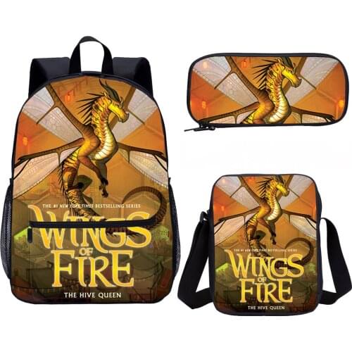 Wings of Fire 3 Pcs School Backpack Set Student Bakcpack Kids Back Pack School Travel Bagpack 3 in 1 Child Daypack