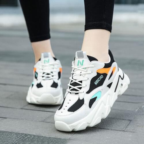 Women Thick Bottom Height Increasing Shoes Color Mesh Patchwork Ladies Breathable Sneaker Female Walk Shoe Zapatos De Mujer