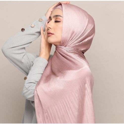 Crinkled shawls Scarves women long hijabs popular 10PCS/LOT Customize hijabs with Pleated Satin Silk Feeling