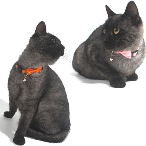 1PC Nylon Collar Neck Ring Necklace Bell Pet Collar with Bow Cat Collar