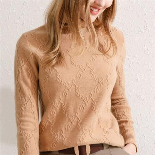 100% Pure Wool New Style Pullover Womens Turtleneck Cashmere Sweater Slim Warm Sweater Coat Free Shipping Autumn and Winter