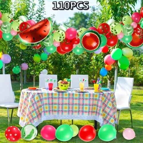 110Pcs Watermelon Party Balloon Garland Arch Set Watermelon Foil Balloon Vine Birthday Wedding Baby Shower Party Decoration