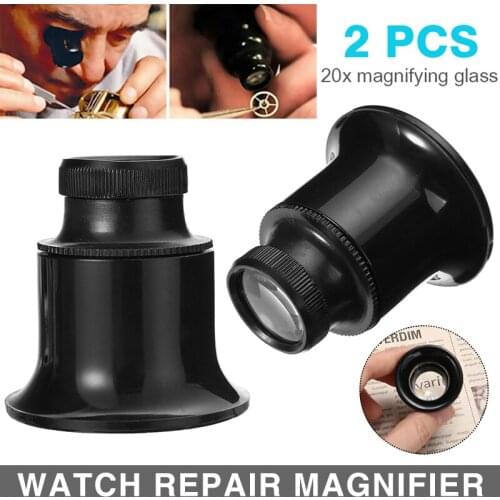 2pcs 20X Watch Repair Magnifier Watchmaker Loupe Watch Repairing Tool Watchmaker Magnifying Eye Glasses Loupe Tool