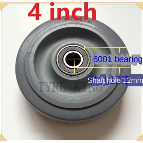 4-inch solid wheel 4x1 1/4 Rubber Silent Wheel tyre Flat Car Wheel Cart Wheel Trailer Wheel Caster Shelf Wheel