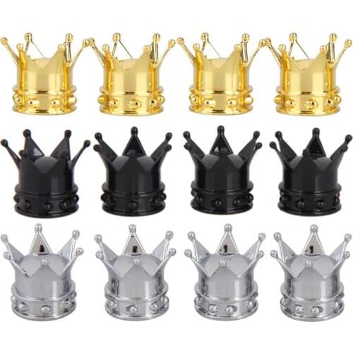 4PCS Universal Golden Bike Bicycle Accessories Crown Car Truck Bike Spikes For Tire Air Valve Stem Caps On Car Wheel Cover Auto