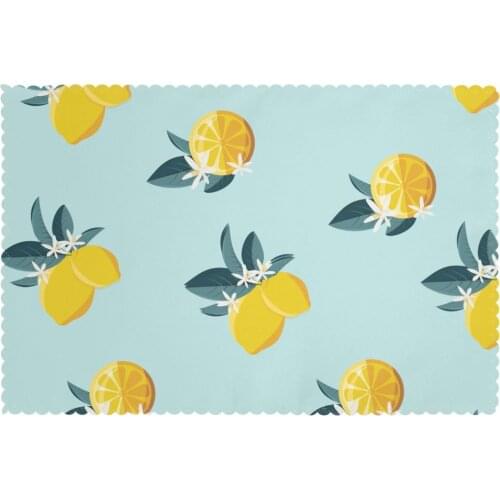 Table Mats Drink Coaster Table Placemats Tropical Summer Lemon Pattern Coffee Mug Cup Coasters 6 PCS Non-slip Pads