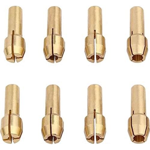 AU05 -Brass Chuck Set 8 Pieces of Brass Chuck Is Suitable for Dremel Rotary Tools, Including 4 Sizes (1/1.6/2.3/3.2mm)