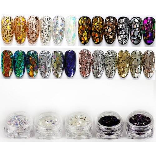 3MM Nail Diamond Flake Sparkly 5Box/set Multi-Color Shiny Glitter Rhombus 3D Flake Nail Art Glitter Decoration Flakes x 1set=5pc