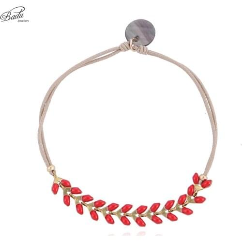Badu Small String Bracelet Red Rattan Charms Adjustable Size Elastic Rope Bracelets Women Fashion Jewelry Gift for Best Friend