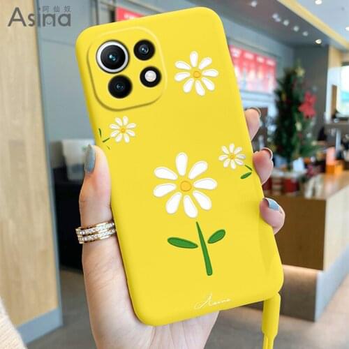 ASINA Flower Case For Xiaomi Mi 11 10 9 8 Capa Official Original Liquid Silicone Cover For Xiaomi Redmi Note 9T 9 8 7 Funda Girl