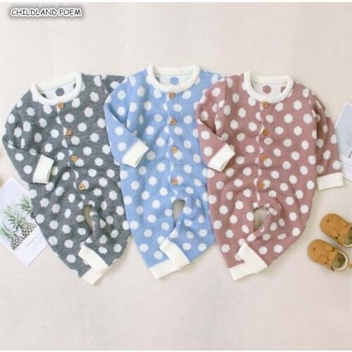 Christmas Baby Romper Newborn Knitted Baby Clothes Cotton Polka Dot Baby Girl Romper Infant Baby Jumpsuit Boys Romper Overalls