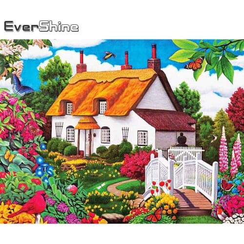 Evershine Diamond Painting House Full Square Round Drill 5D DIY Diamond Embroidery Garden Cross Stitch Landscape Rhinestone Art