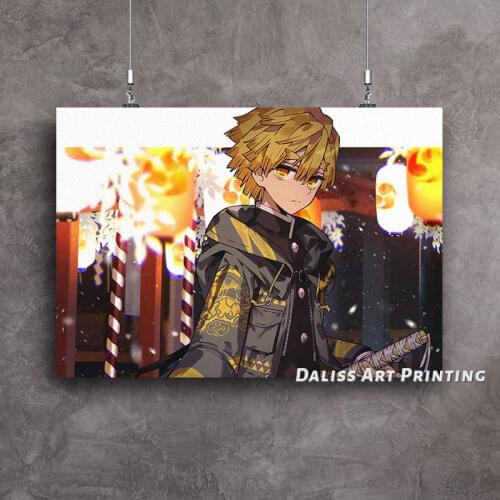 Canvas Anime Demon Slayer Zenitsu Pictures Home Decoration Paintings Poster HD Prints Wall Art Modular Living Room Framed