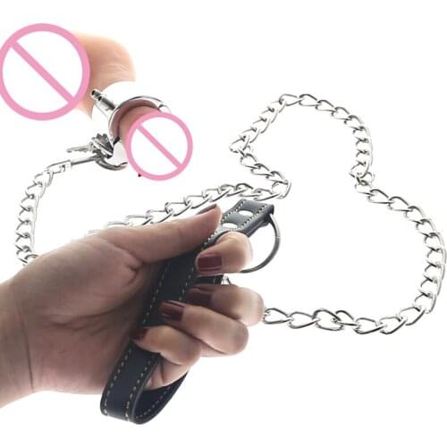 Piercing Chamber Ball Stretcher Metal Scrotum Pendant Ball Ring with Leash Chain Testis Weight Cock Ring CBT Devices