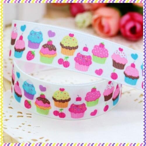 7/8'' Free shipping cupcake printed grosgrain ribbon headwear hair bow diy party decoration wholesale OEM 22mm B521