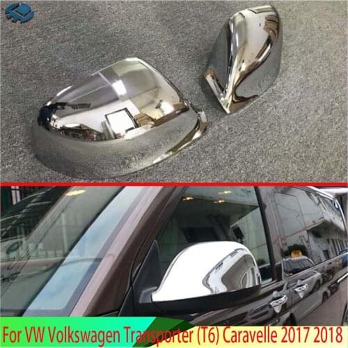 For VW Volkswagen Transporter (T6) Caravelle 2017 2018 ABS Chrome Door Side Mirror Cover Trim Rear View Cap Overlay Molding