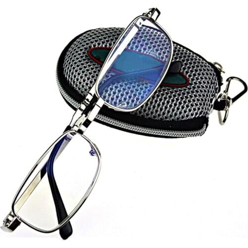 Men Women Foldable Clear Reading Glasses Grid Case with Belt Clip Presbyopic Eyewear Spectacles +1.0+1.5+2.0+2.5+3.0 019