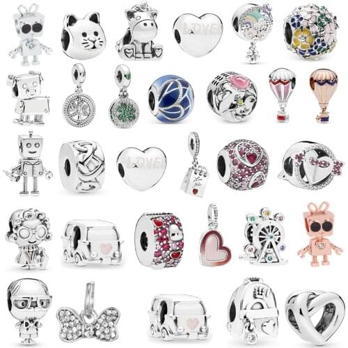 Octbyna Silver Color Beads Pendant Fits Pandora Snake Chain Charms Bracelet Necklace Making For Women Girl Boy Jewelry Gifts