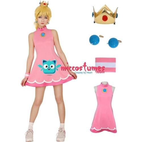 Mario Tennis Princess Peach Cosplay Costume Dress
