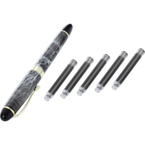 PPYY-1x JINHAO X450 18 KGP 0.7mm Broad Nib Fountain Pen Marble Gray & 10 Pcs JINHAO X450 Length 5.2cm Ink Sac Black