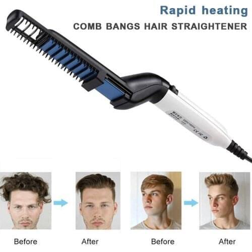 Hair Curling Iron Mens All In One Ceramic Hair Styling Comb Beard Straightener Curler Set Quick Hair Care Tool Shipped From Ru