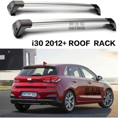 SHITURUI For Hyundai i30 Fastback Hatchback 2012+ Vern ultra quiet truck roof bar car special aluminum alloy belt lock roof rail