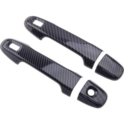 4pcs Carbon Fiber Style Front Door Handle Protection Cover Trim With Smart Keyhole Fit For Toyota C-HR 2017 2018 2019 2020