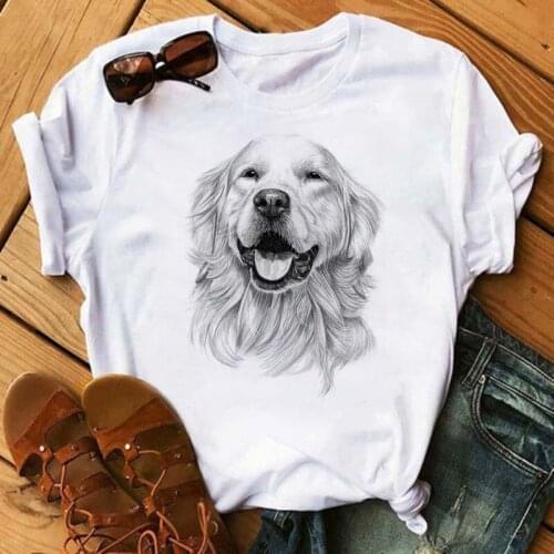Summer New Womens T-shirt Fashion Cute Dogs Printed Ladies Tshirt Harajuku Short Sleeve White Large Size Top Female T Shirt
