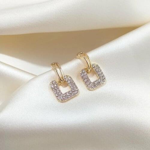 Female ear nail square new style fashionable temperament joker is simple suit round face show thin Korean earring female