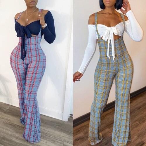 Two Piece Sexy Off Shoulder Long Sleeve Tube Top & High Wasit Back Zipper Skinny Pant Set Women New Fashion Overall Suits