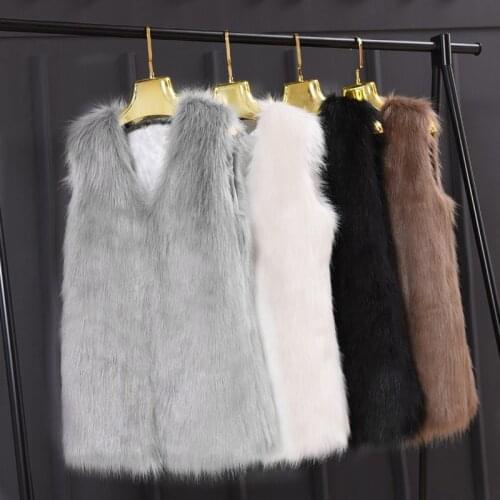 Sleeveless Vest Women Faux Fur-Vest Slim Long Faux fur Coat Women XXL Gilet Fourrure Rabbit Fur Femme Vest chalecos para mujer