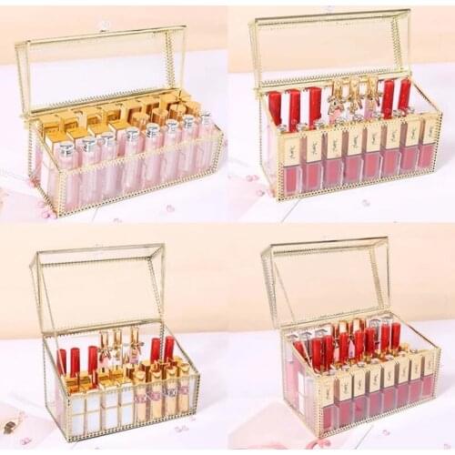 Gold Makeup Organizer Storage box Plastic Container Case for Lipstick Skin Care Nail Polish Perfume Rangement Display Stand