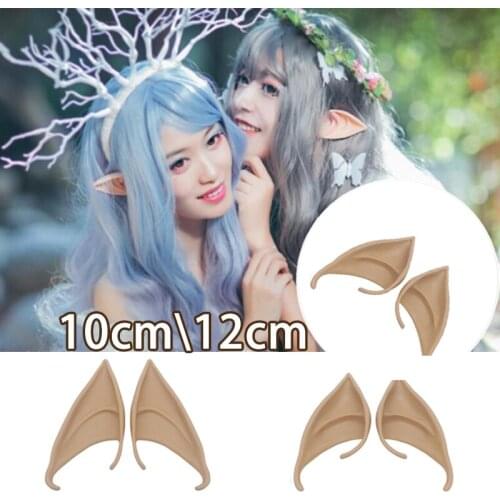 1Pair Cosplay Mysterious Elf Ears Fairy Accessories Halloween Christmas Party Costumes Latex Soft Pointed Tips False Ears Props
