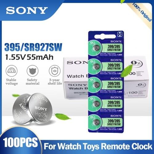 100PCS Original Sony 395 399 AG7 SR927SW SR927W SR927 LR927 LR927W 1.55V Silver Oxide Battery For Watch Toys Remote Button Cell