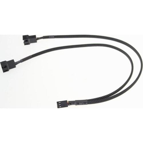 20Pcs 11.81" Inch 30cm Black Sleeved 3Pin PWM Fan to Dual 3Pin Y Splitter Extention Cable Wire