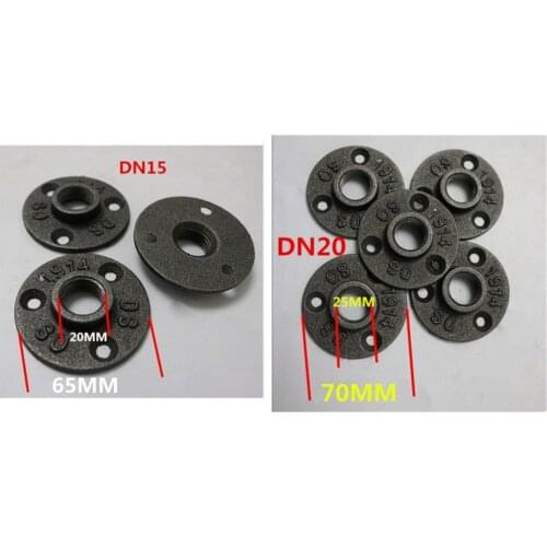 4 pcs Iron casting Flanges Thread BSP Malleable Iron Pipe Fittings Wall Mount Floor Antique 1/2",3/4" Flange Piece