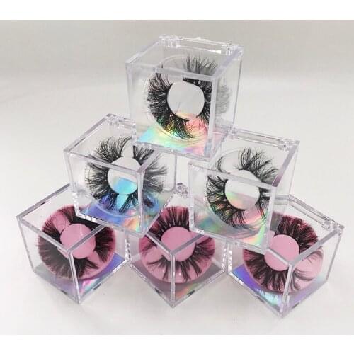 Free Shipping DHL Custom Clear Cube box Dramatic 3D 5D 25mm 27mm Mink Lashes Empty Square box