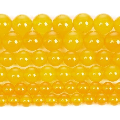 Yellow Agates Natural Stone Beads Round Loose Beads For Jewelry Making Needlework DIY Bracelet Accessories Beads 4 6 8 10 12 MM