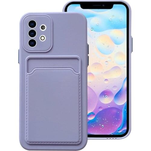 Candy Color Card Bag Phone Case For Samsung S20 FE S21 Ultra S20 Plus A32 A52 A72 5G A51 A71 4G Liquid Soft Silicone Back Cover