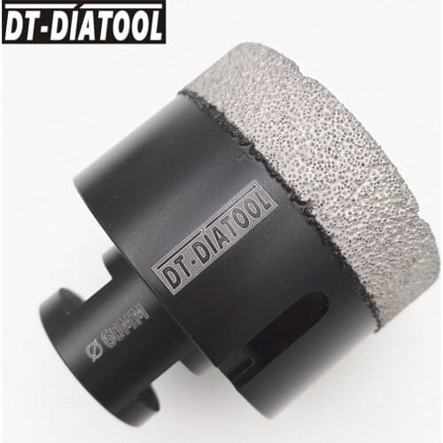 DT-DIATOOL Diameter 60mm Professional Dry Vacuum Brazed Diamond Drill Core Bits for granite marble tile Hole Saw with M14 Thread