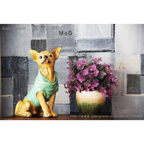 Distress Retro Glaze resin Ji Wawa Dogs Chihuahua Retro living room office Childrens room ornament decoration business gift