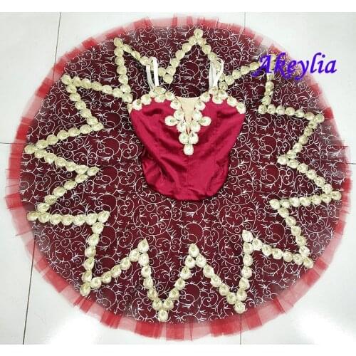 Esmeralda variation professional competition pancake tutu child platter ballerina stage costume tutu Red Womens