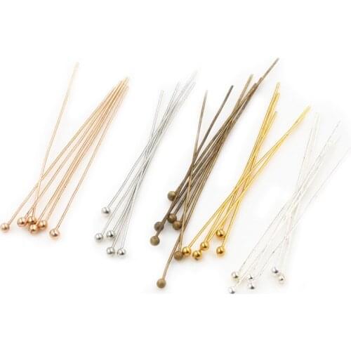 20 30 40 50mm Metal Gold Silver Color Ball Head Pins Needles For Jewelry Findings Making DIY Handmade Supplies 200pcs
