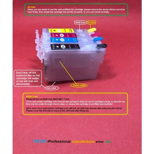 YOTAT Refillable T0711 T0712 T0713 T0714 ink cartridge for Epson Stylus DX6050 DX7400 DX7450 DX8400 DX8450 DX9400 DX9400F