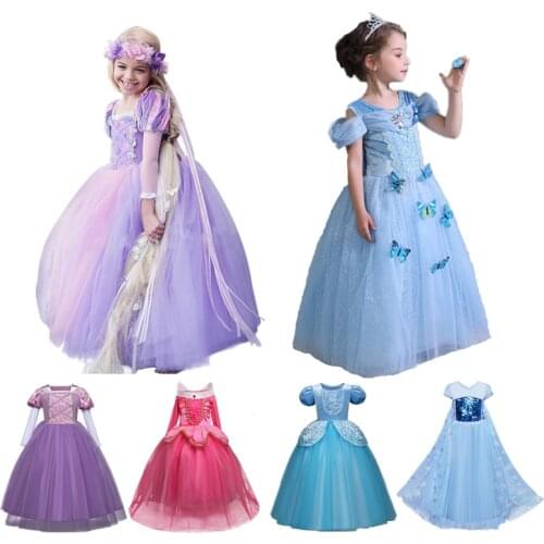 Princess Costume Kids Girls Cosplay Dress Princess Dresses Full Sleeve Masquerade Party Children Clothing Costume