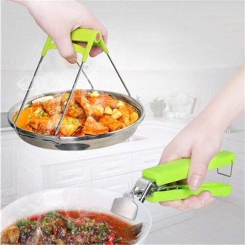 Hot Bowl Holder Dish Clamp Pot Pan Gripper Clip Hot Dish Plate Bowl Clip Tongs Silicone Handle Kitchen Tool