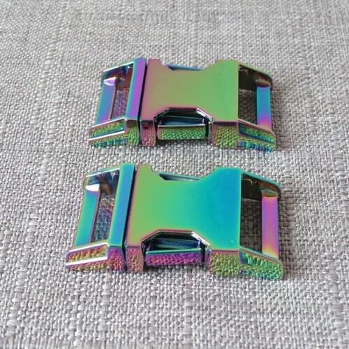 20Pcs/Pack 20mm Webbing Ribbon Metal Side Release Buckle for Paracord Bracelet Dog Cat Collar Clip Clasp Diy Accessories Rainbow