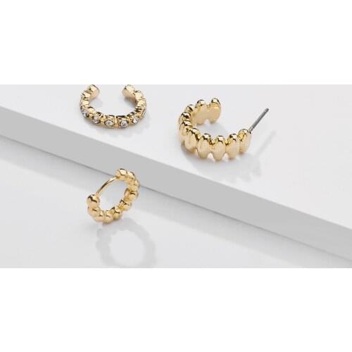 LUNA CHIAO 3 Pieces Unmatch Huggies Hoops Earrings Set - Ear Studs Statement Earring