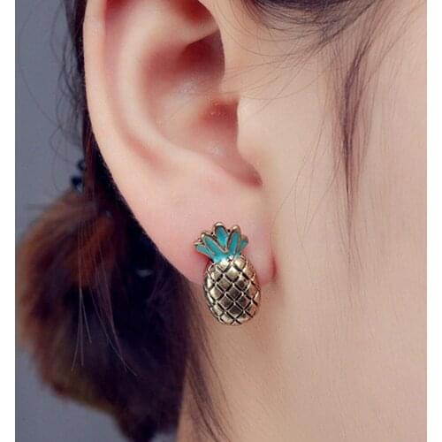 Fashion Gold Color Pineapple Stud Earrings For Women Lady Lovely Simple Friut Earrings Cute Jewelry Girls Gift